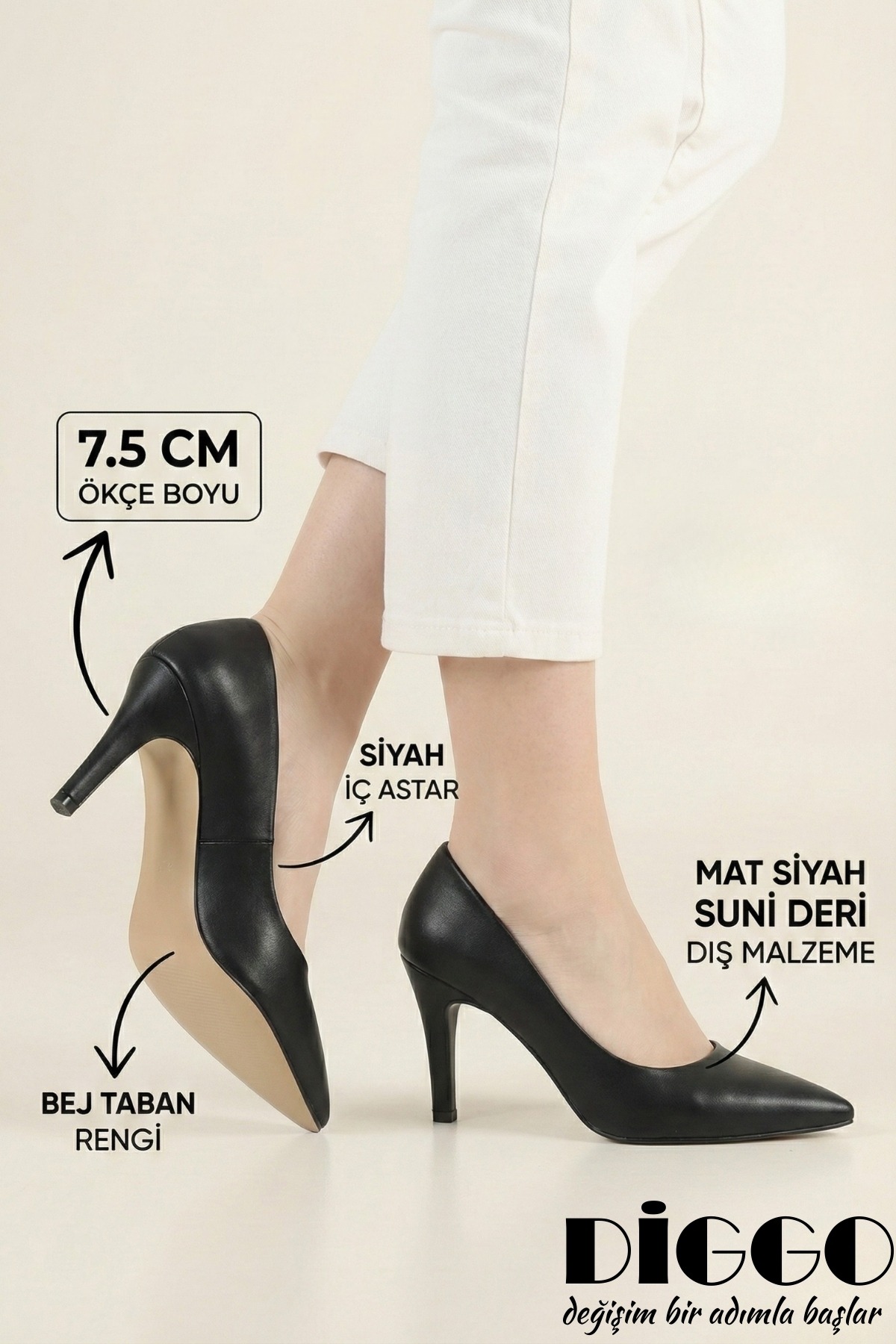 Rahat Ve Şık Topuklu Stiletto Siyah Kadın Ayakkabı